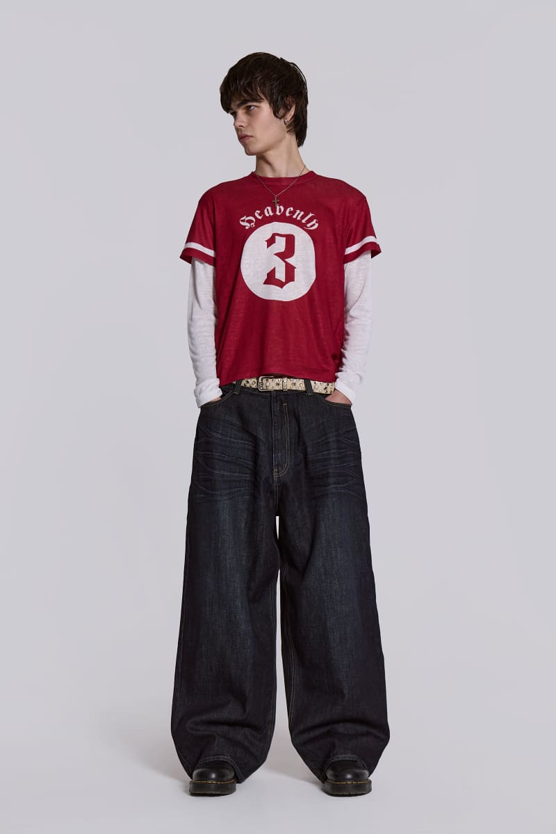 Jaded London Creased Indigo XL Colossus Jeans Blue