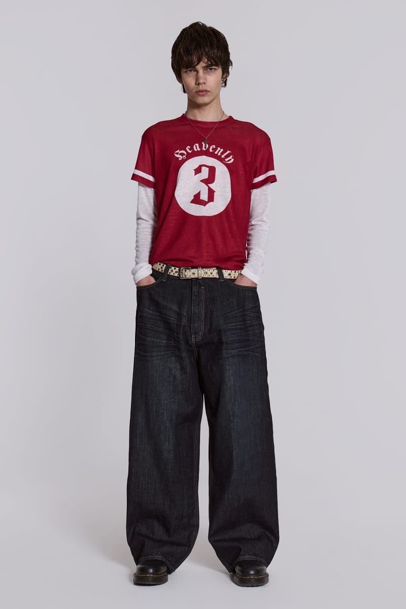 Jaded London Creased Indigo XL Colossus Jeans Blue