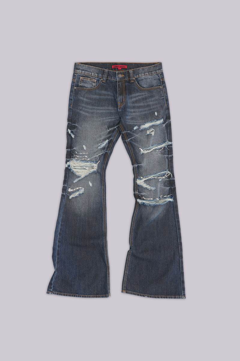 jaded london Cross Chain Blue Drift Jeans Blue