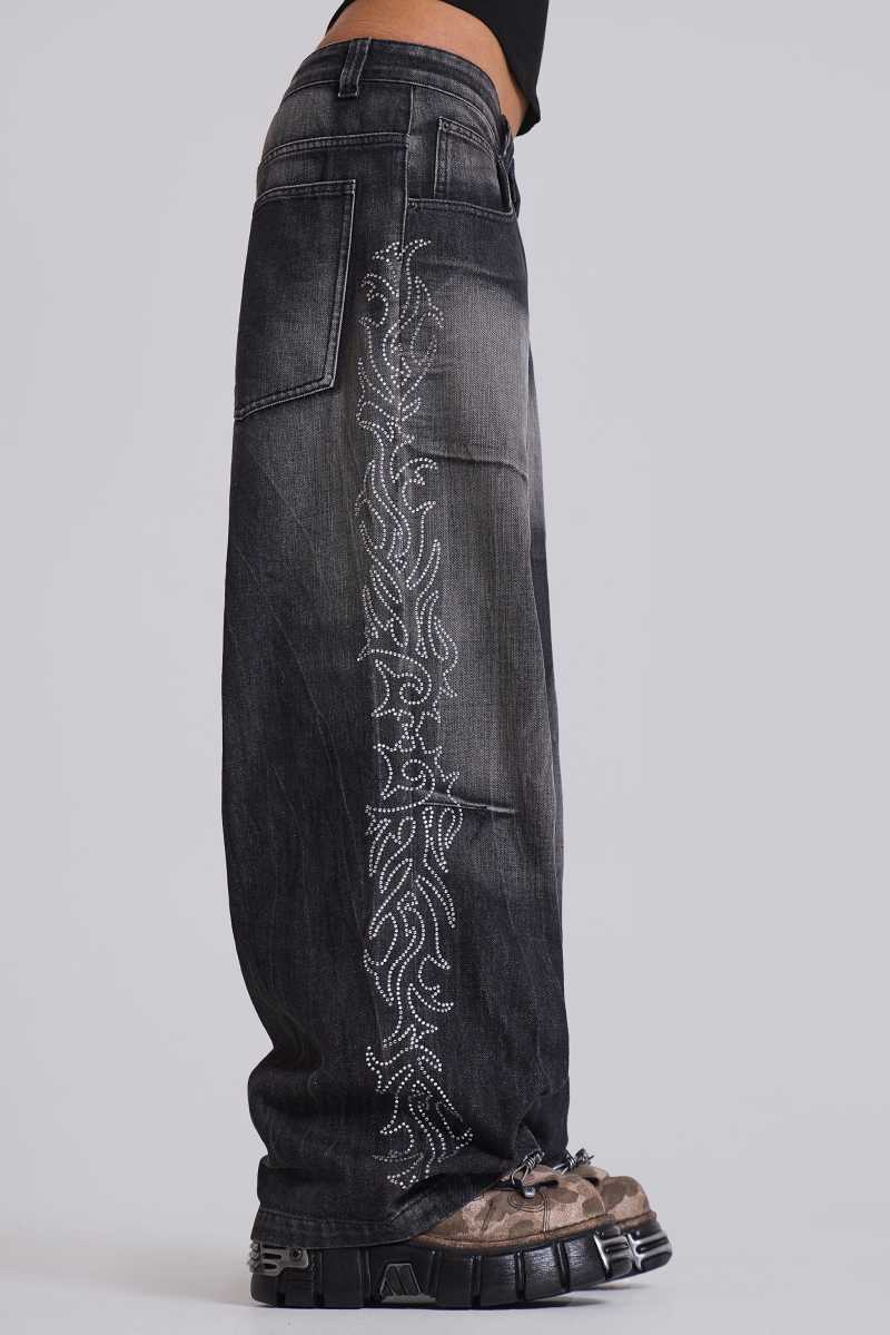 Jaded London Crystalline Colossus Jeans Black