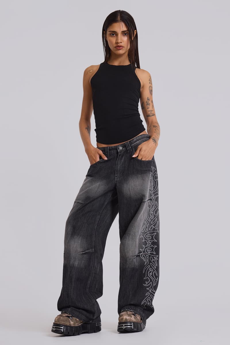 Jaded London Crystalline Colossus Jeans Black