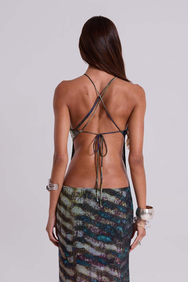 Jaded London Dalitah Asymmetric Maxi Dress Blue