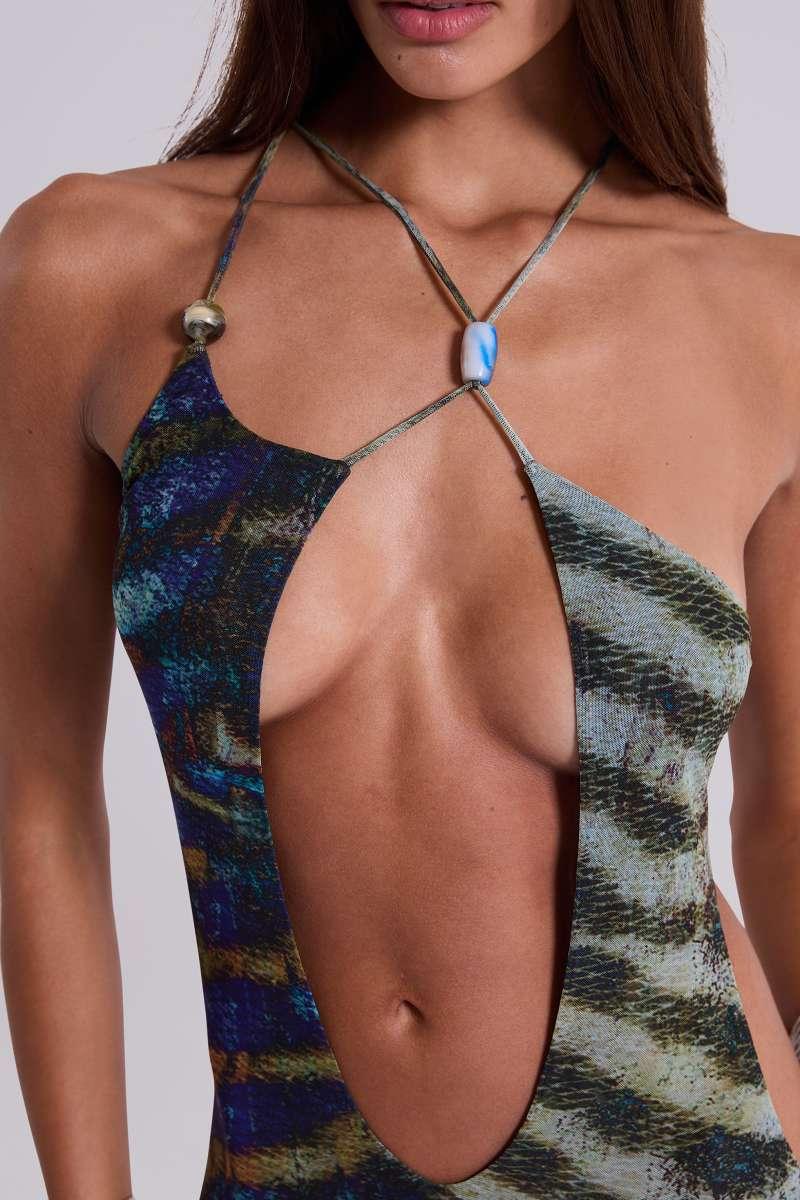 jaded london Dalitah Asymmetric Maxi Dress Blue