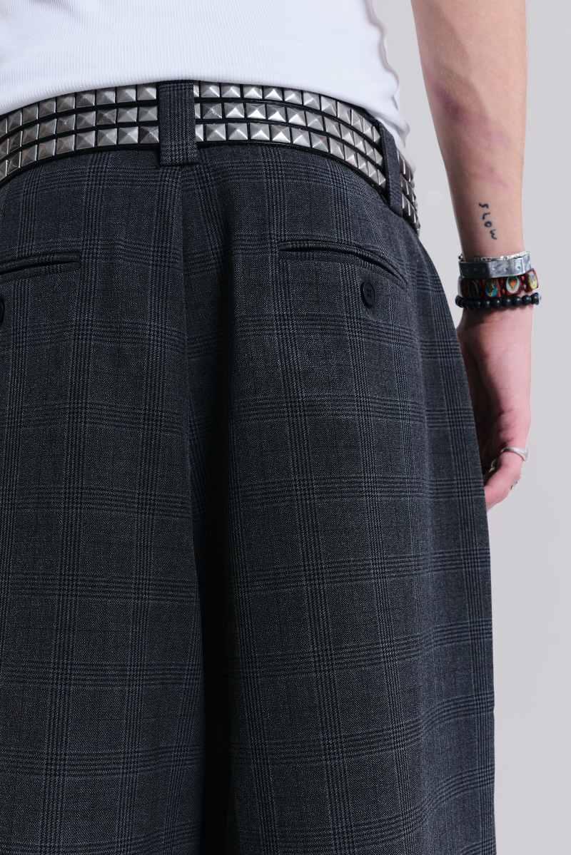 Jaded London Dark Check Goliath Shorts Brown