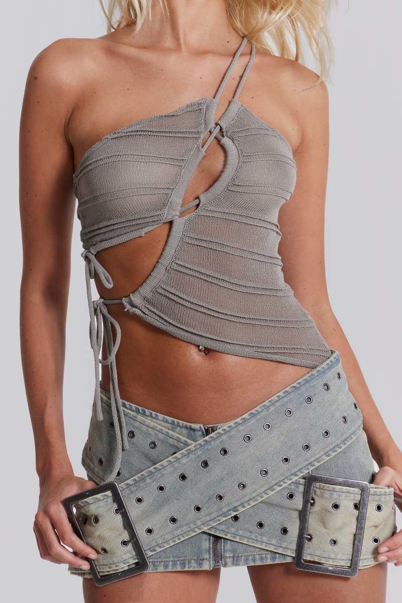 Jaded London Denim Assassin Micro Mini Skirt Blue