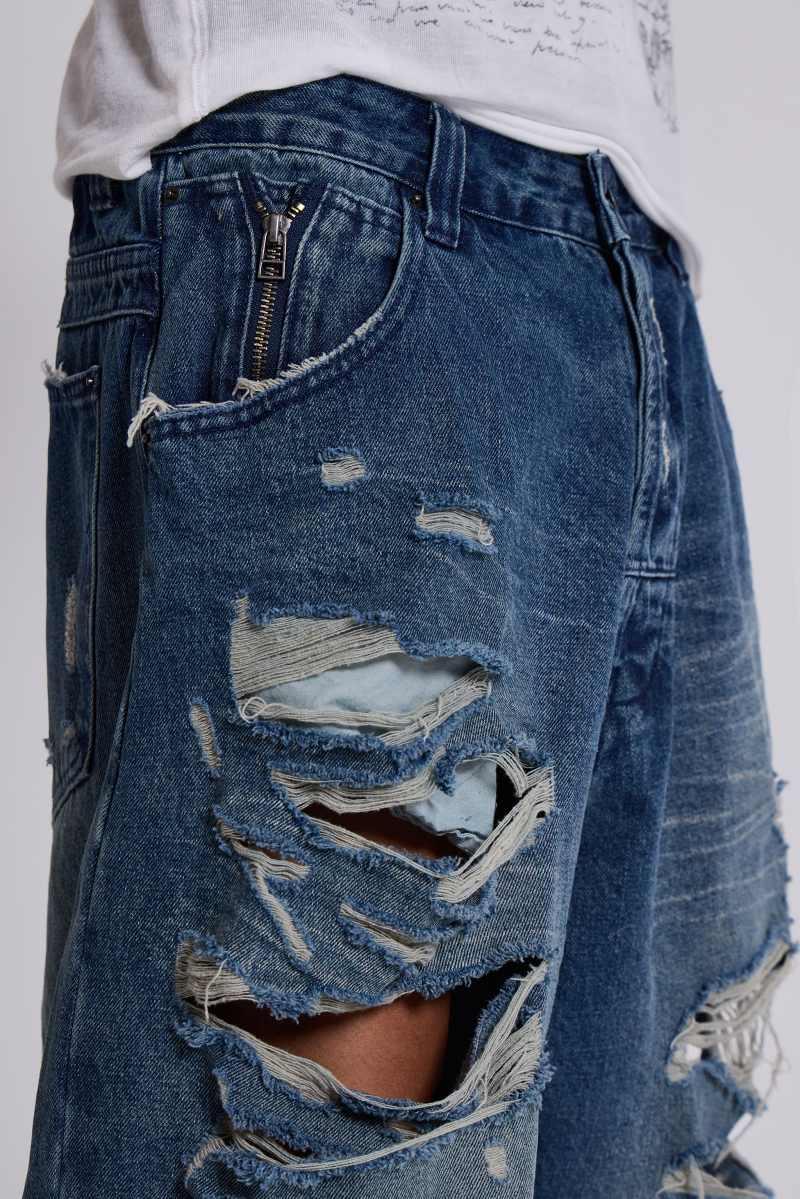 Jaded London Destroyed XL Colossus Jeans Blue