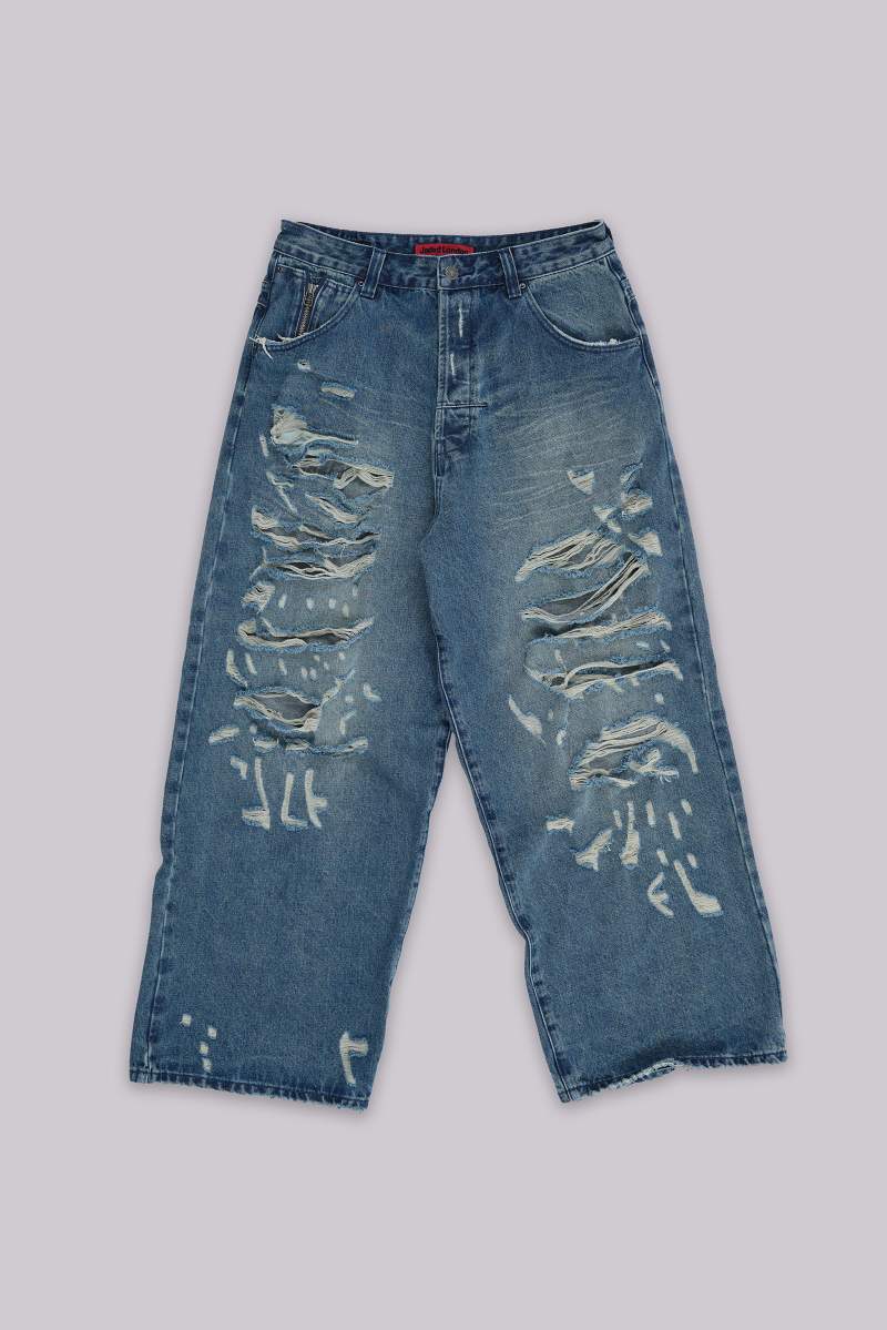 Jaded London Destroyed XL Colossus Jeans Blue