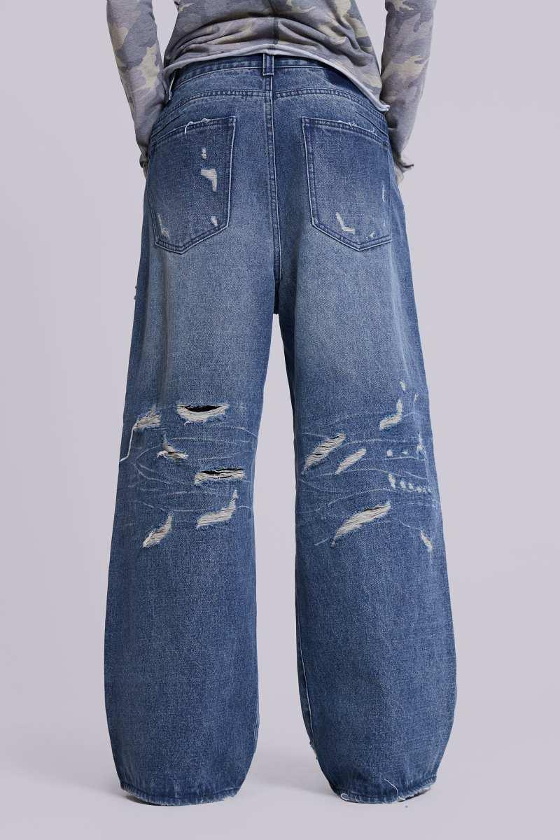 Jaded London Destroyed XL Colossus Jeans Blue