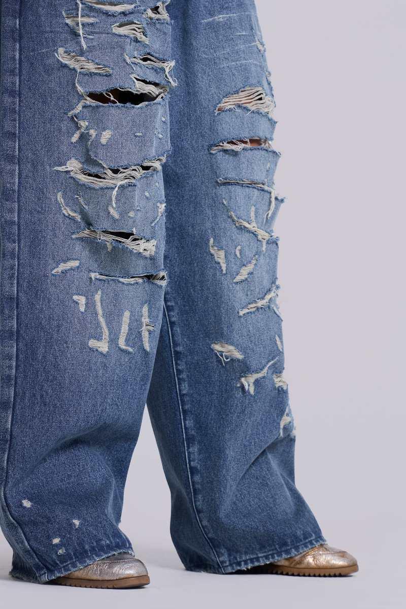 Jaded London Destroyed XL Colossus Jeans Blue