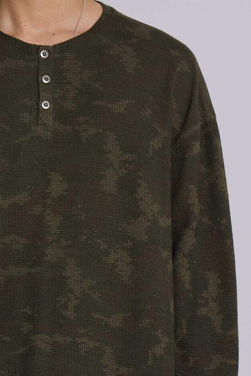 Jaded London Digi Camo Waffle Henley Top Camo