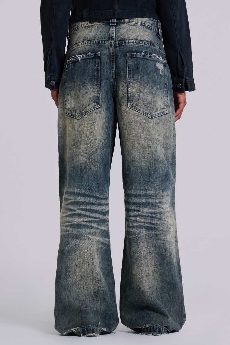 Jaded London Dirty Lowrise Colossus Jeans Grey