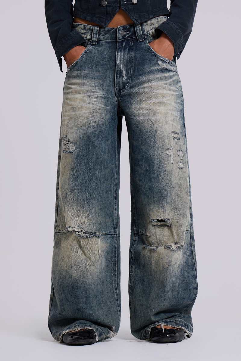 Jaded London Dirty Lowrise Colossus Jeans Grey