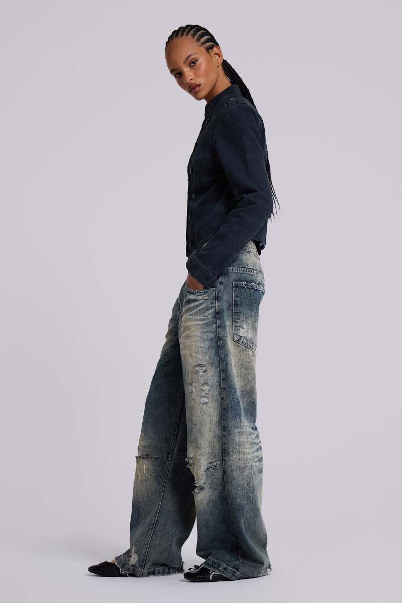 Jaded London Dirty Lowrise Colossus Jeans Grey