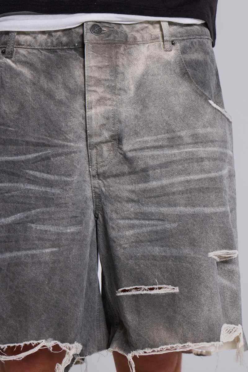 Jaded London Dirty Studded Glasto Shorts Off White