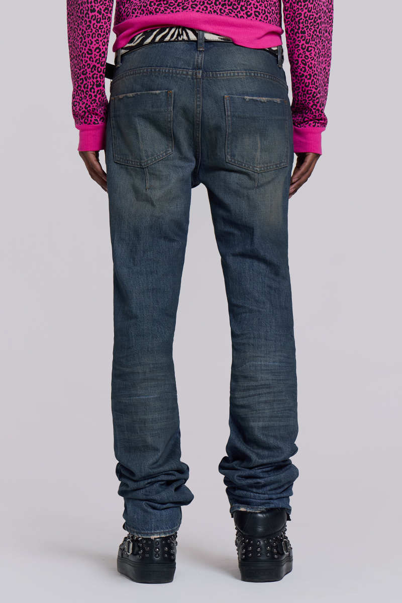 Jaded London Dirty Wash Drain Jeans Blue