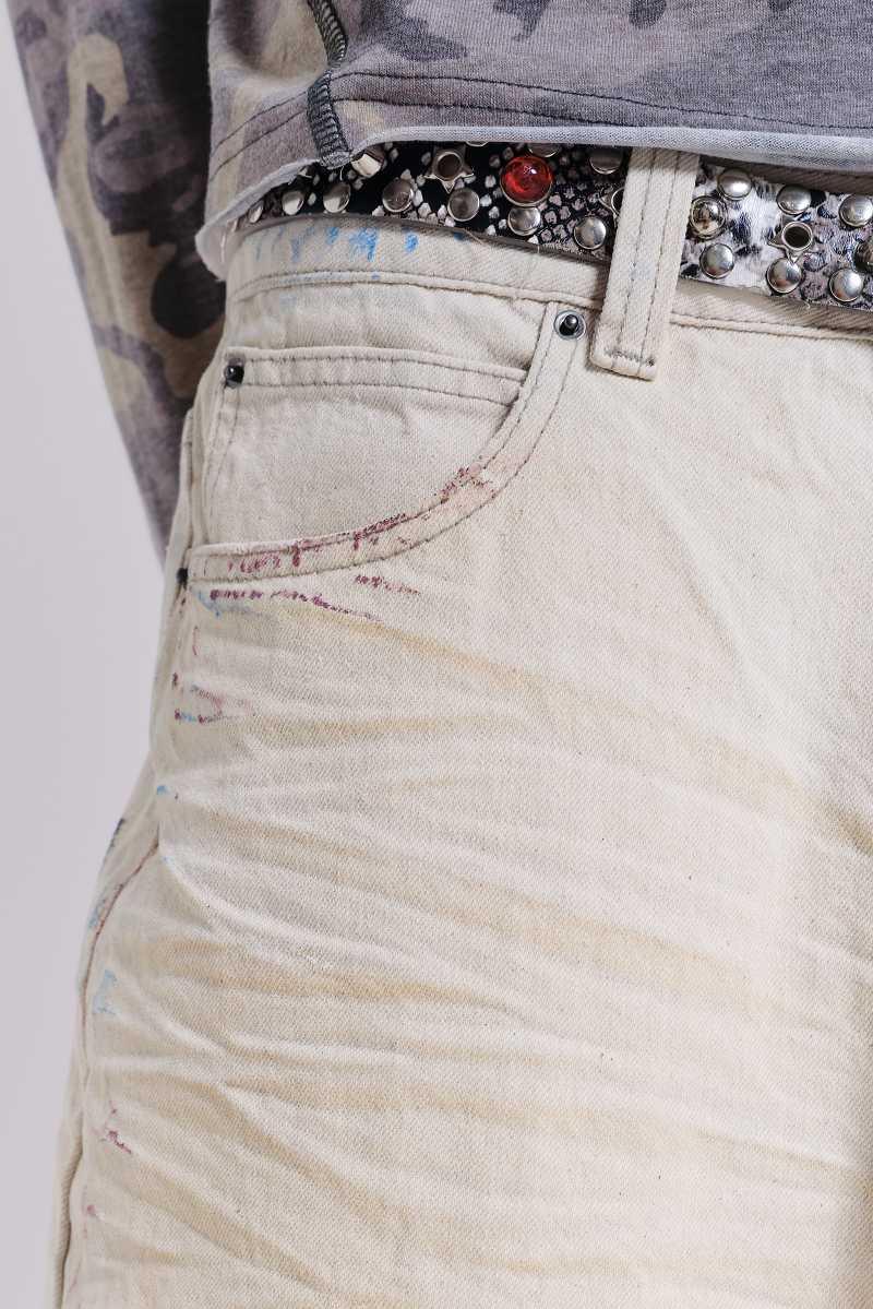 Jaded London Ecru Paint Colossus Jeans Cream