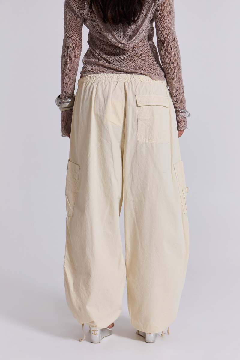 Jaded London Ecru Parachute Cargo Pants Cream