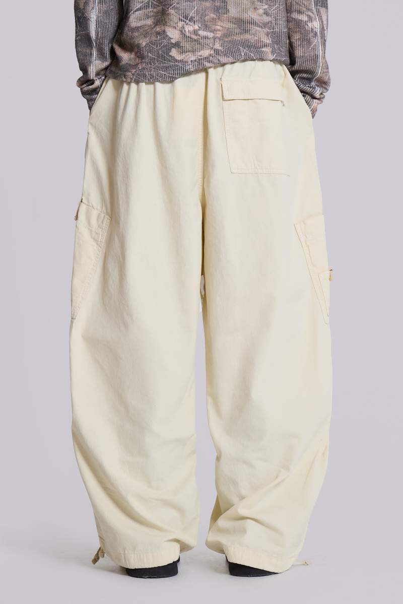 Jaded London Ecru Parachute Cargo Pants White
