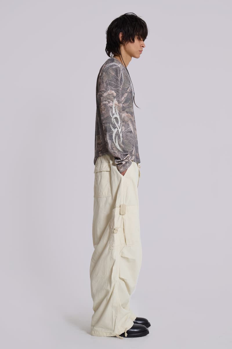 Jaded London Ecru Parachute Cargo Pants White
