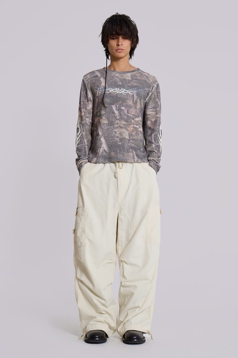 jaded london Ecru Parachute Cargo Pants White