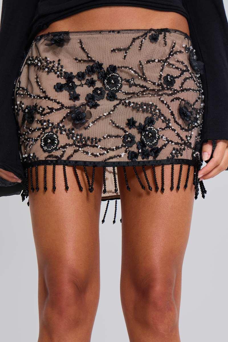 jaded london Ellora Embellished Mini Skirt Black