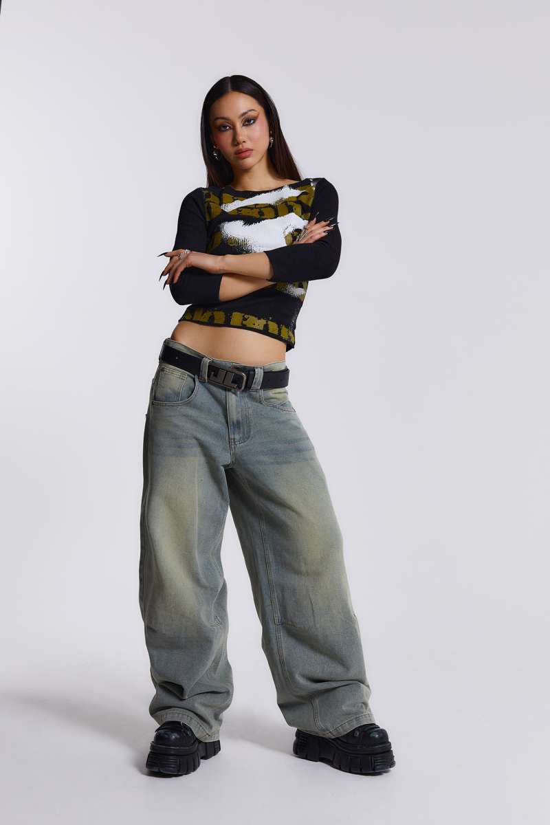 Jaded London Emblem Leather Belt Black