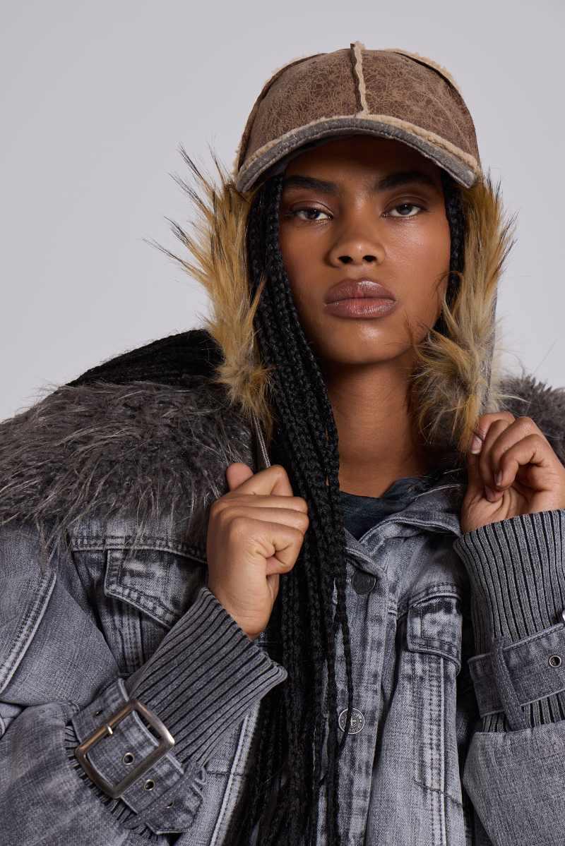 Jaded London Faux Fur Cap Beige