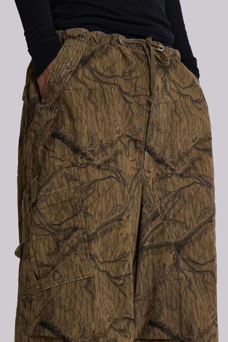 Jaded London Forest Camo Parachute Pants Green