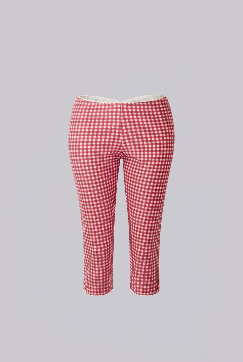 Jaded London Freda Gingham Swim Capri Trousers Red