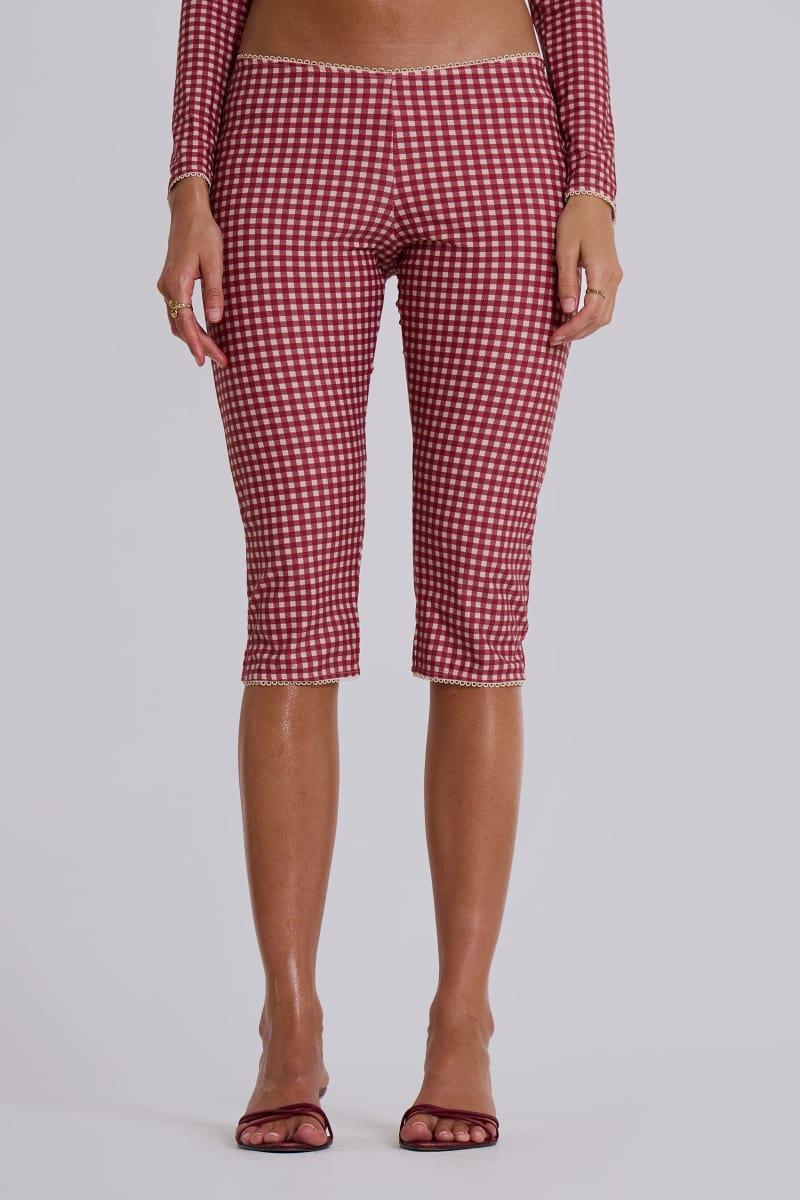 jaded london Freda Gingham Swim Capri Trousers Red