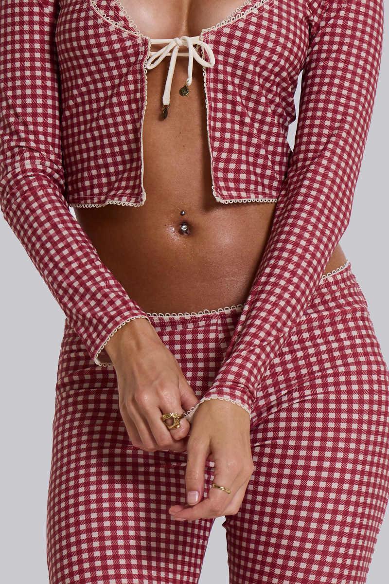 Jaded London Freda Gingham Swim Cardigan Top Multi