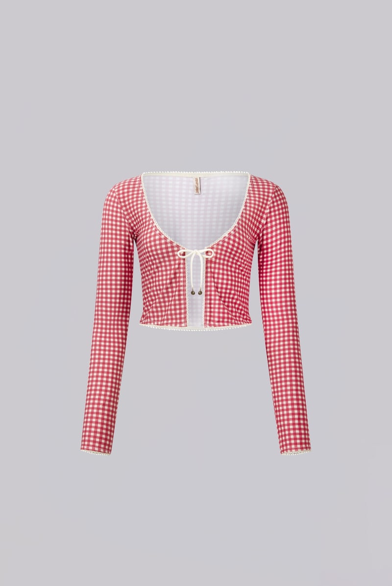 Jaded London Freda Gingham Swim Cardigan Top Multi