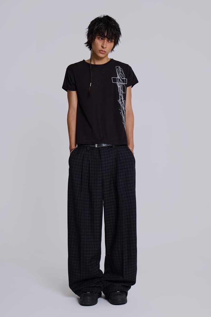 Jaded London Gingham Goliath Suit Pants Black