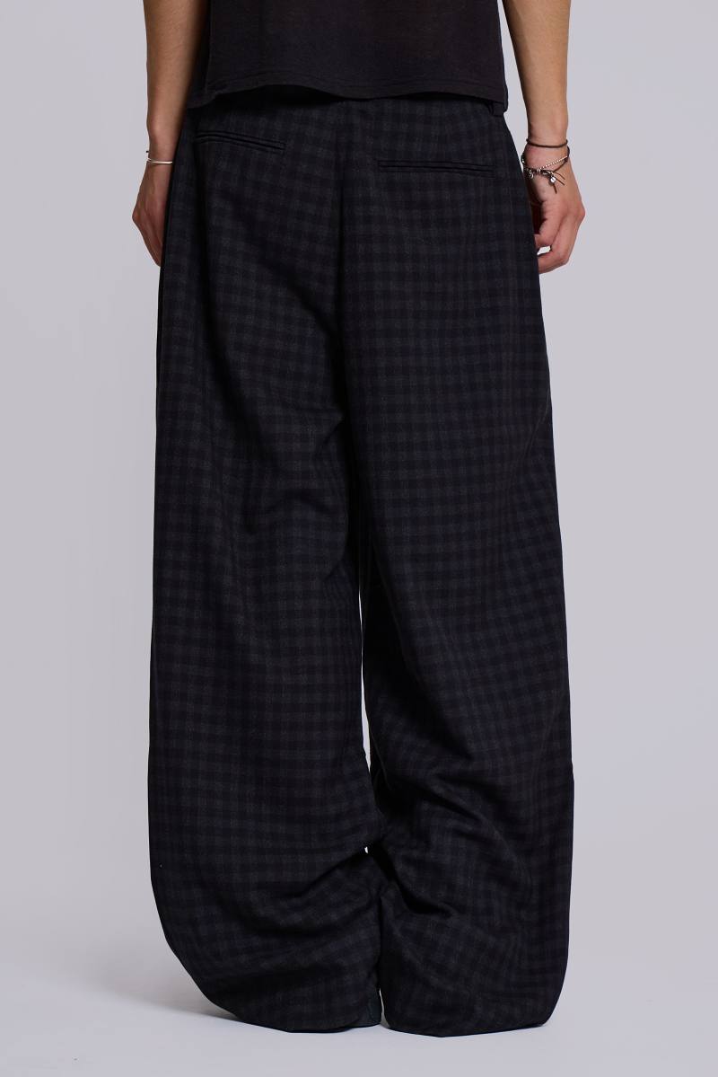 Jaded London Gingham Goliath Suit Pants Black
