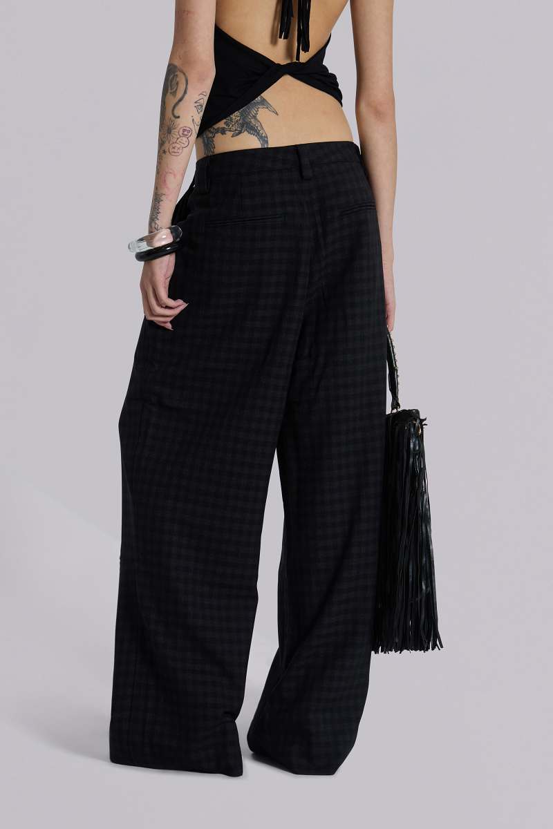 Jaded London Gingham Goliath Suit Pants Black