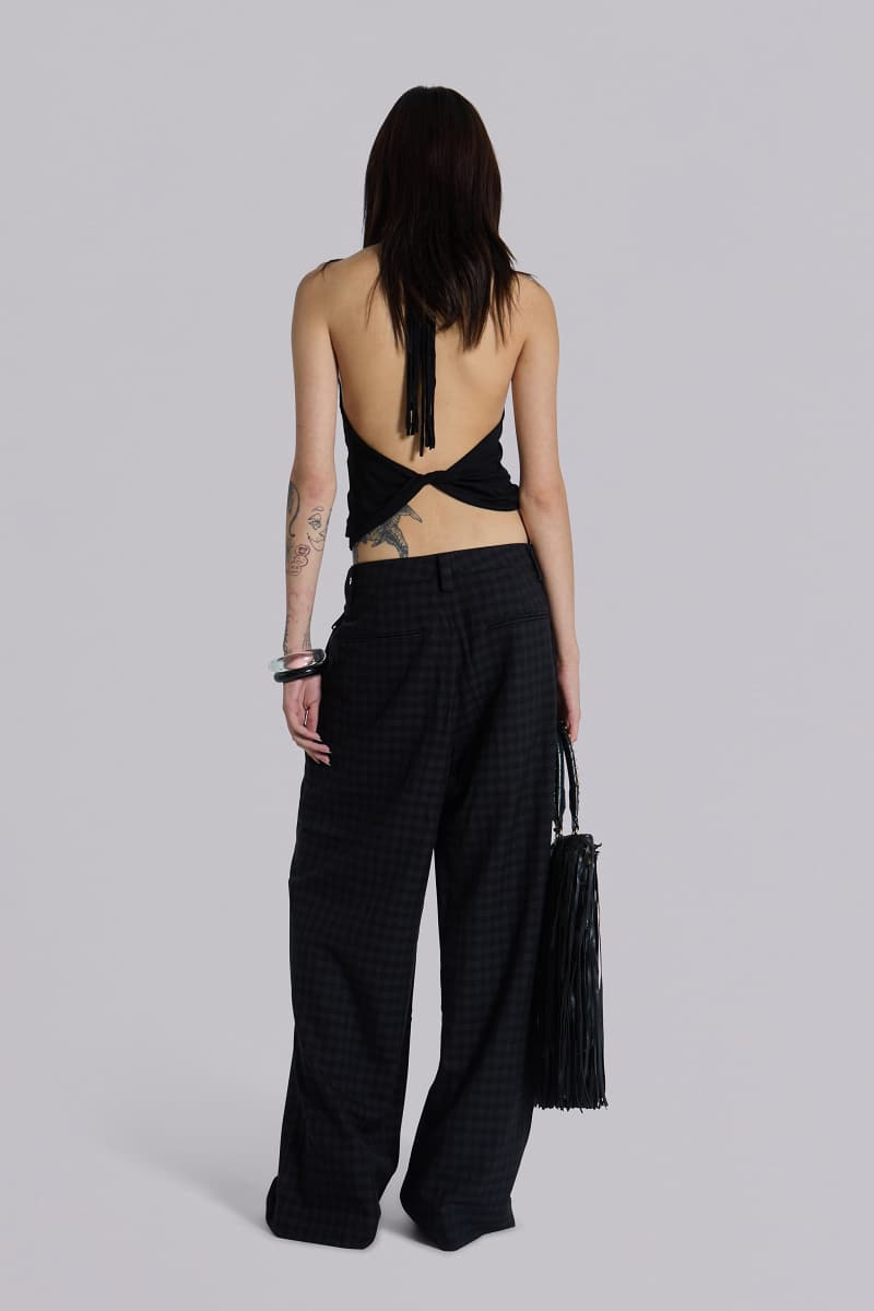 Jaded London Gingham Goliath Suit Pants Black