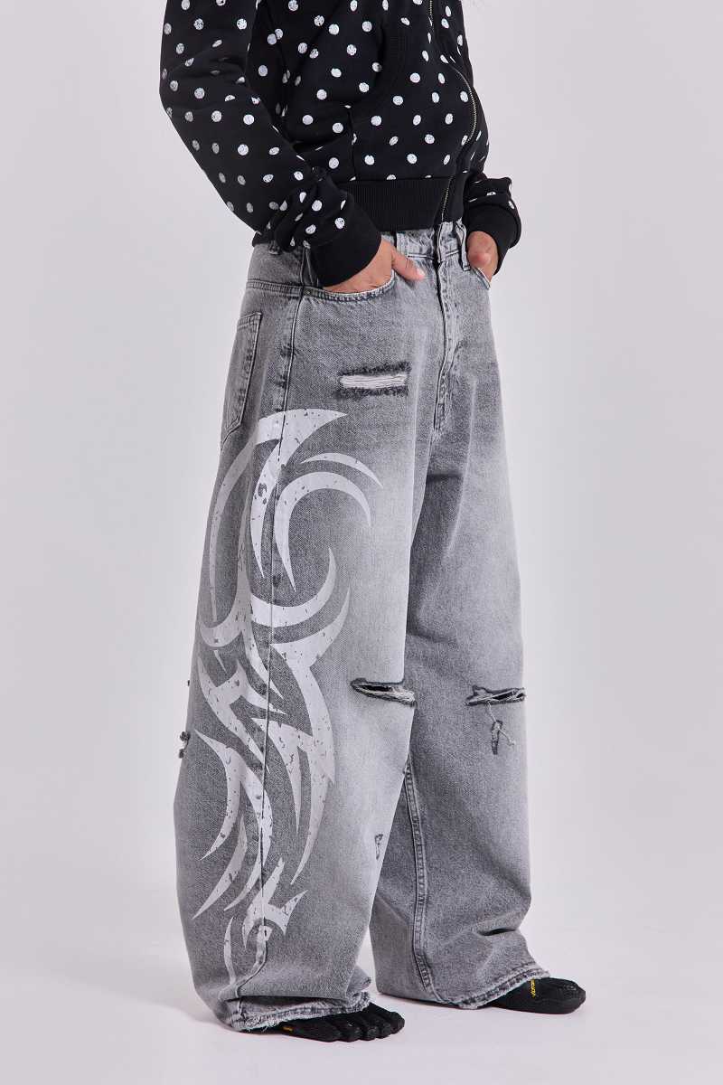 Jaded London Grey Blade XL Colossus Jeans Grey