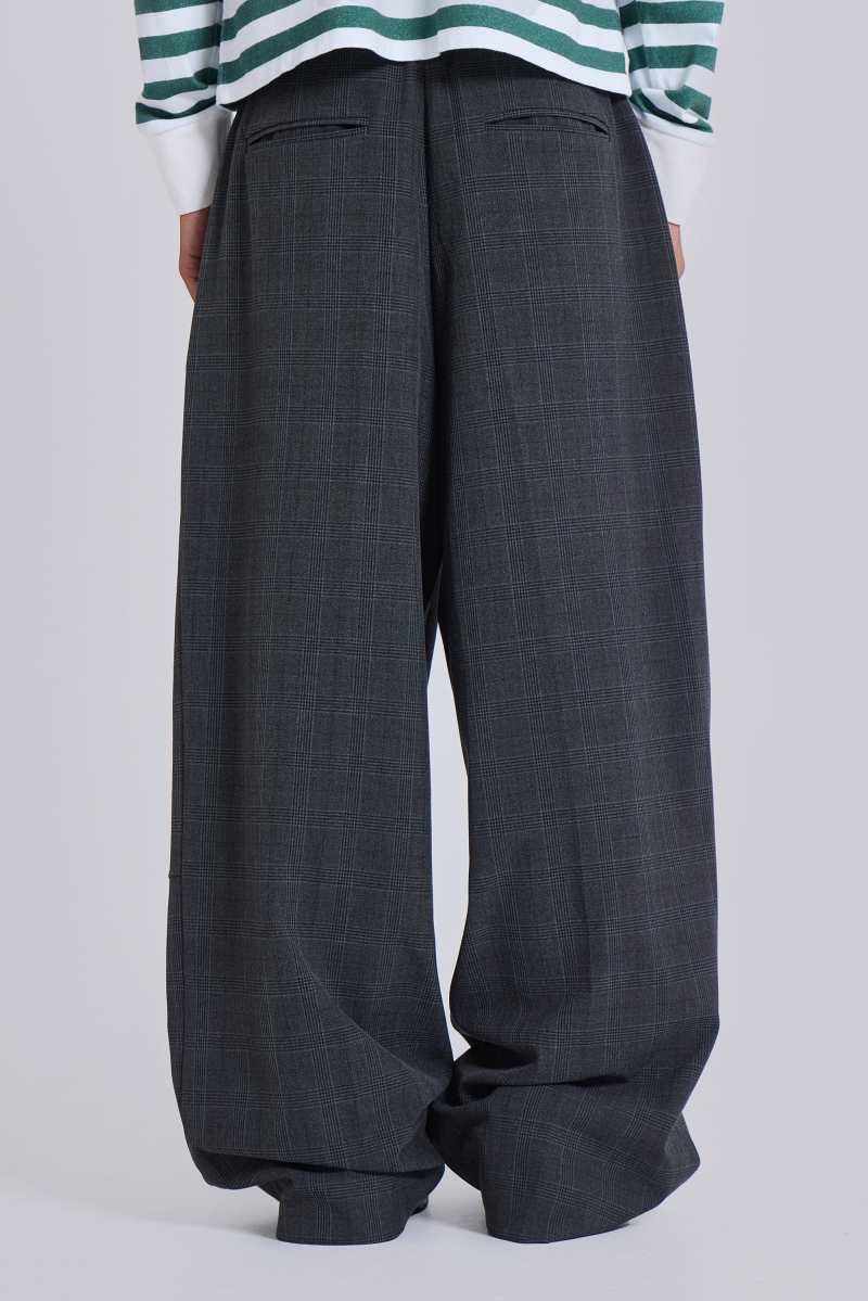 Jaded London Grey Check Goliath Suit Trousers Grey