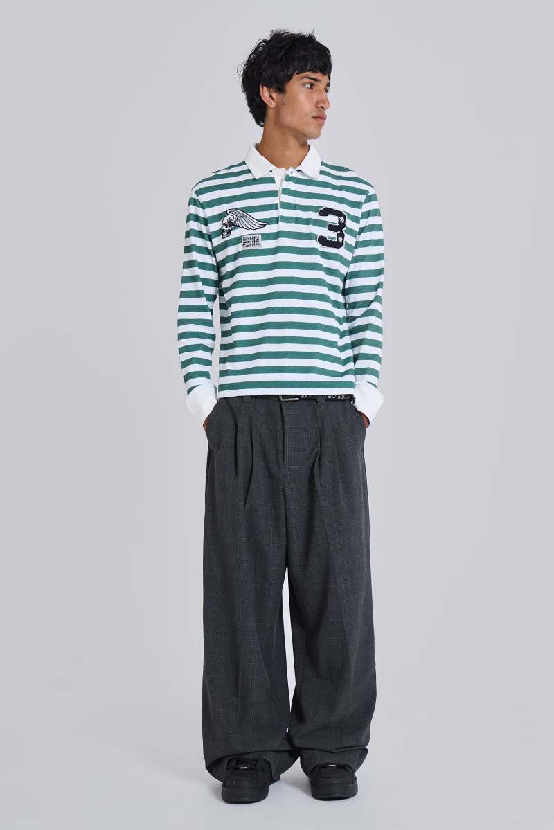 jaded london Grey Check Goliath Suit Trousers Grey