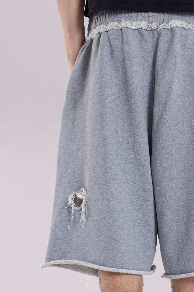Jaded London Grey Distressed Monster Shorts Grey