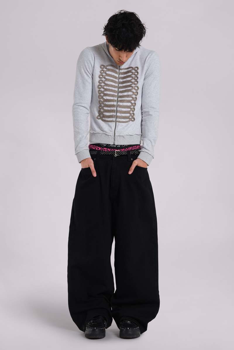 Jaded London Grey Golden Drummer Hoodie Grey