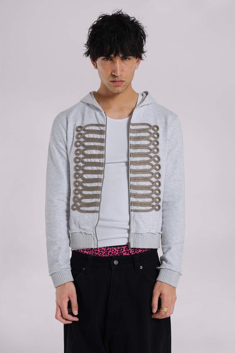 Jaded London Grey Golden Drummer Hoodie Grey