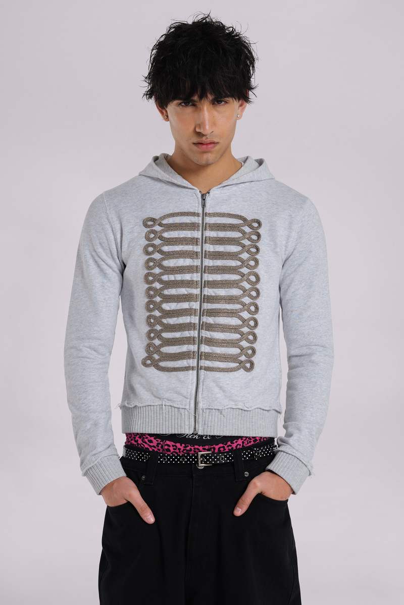 jaded london Grey Golden Drummer Hoodie Grey