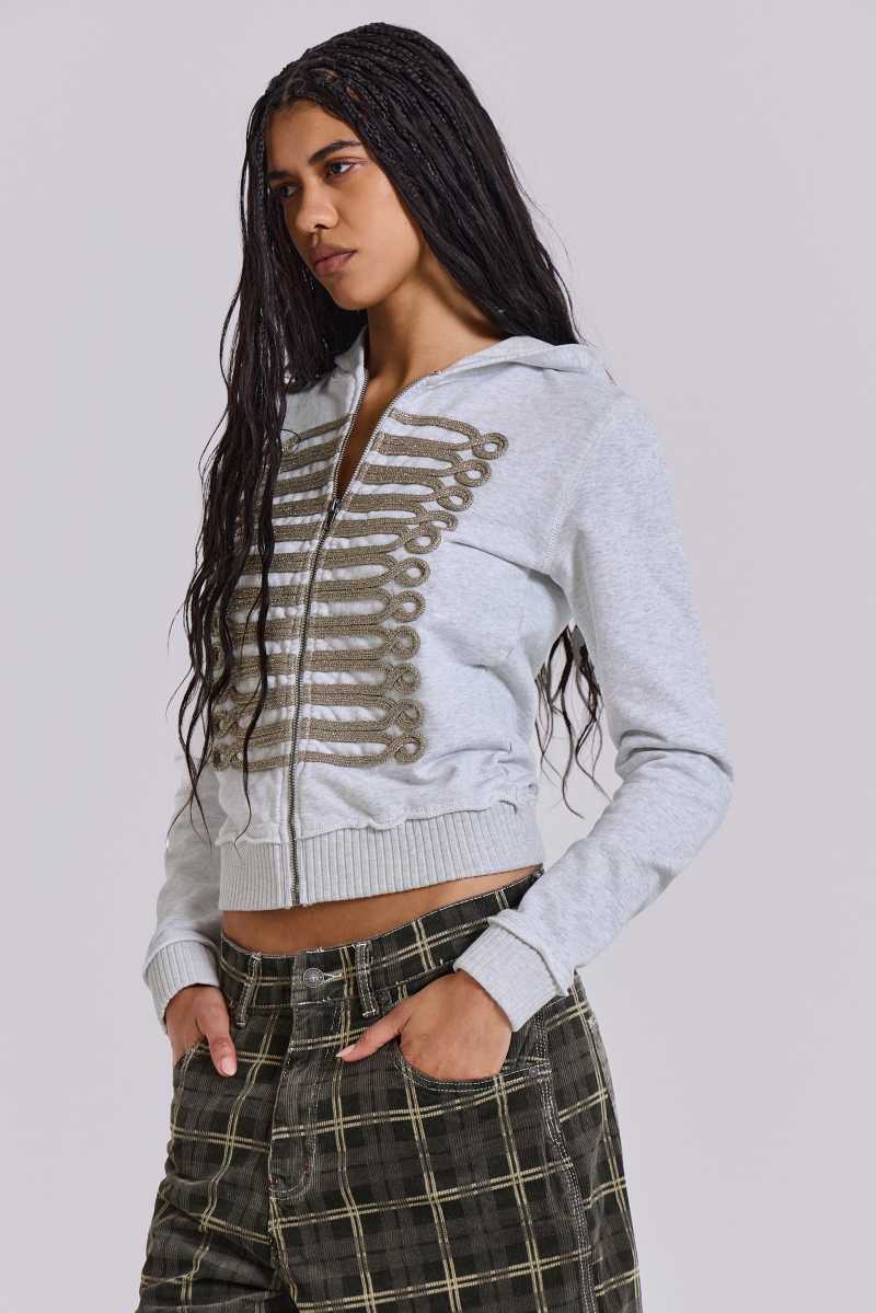 Jaded London Grey Marl Drummer Monster Hoodie Grey