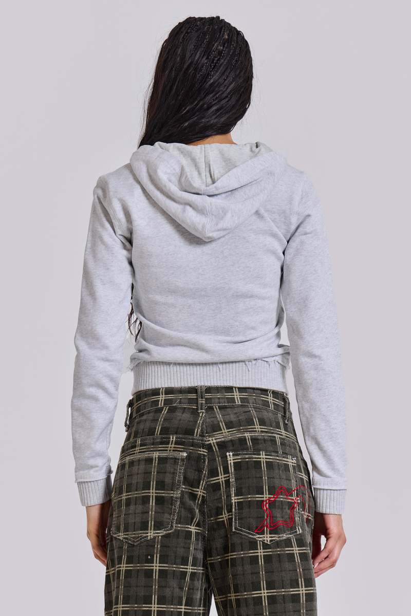 Jaded London Grey Marl Drummer Monster Hoodie Grey