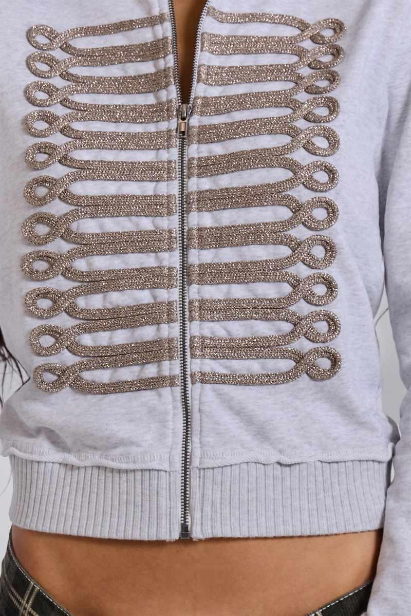 Jaded London Grey Marl Drummer Monster Hoodie Grey