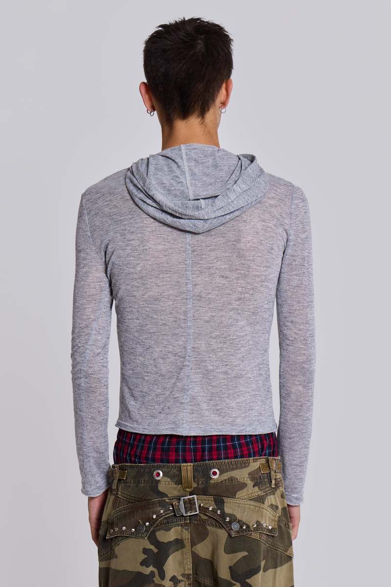 Jaded London Grey Marl Mist Hoodie Grey