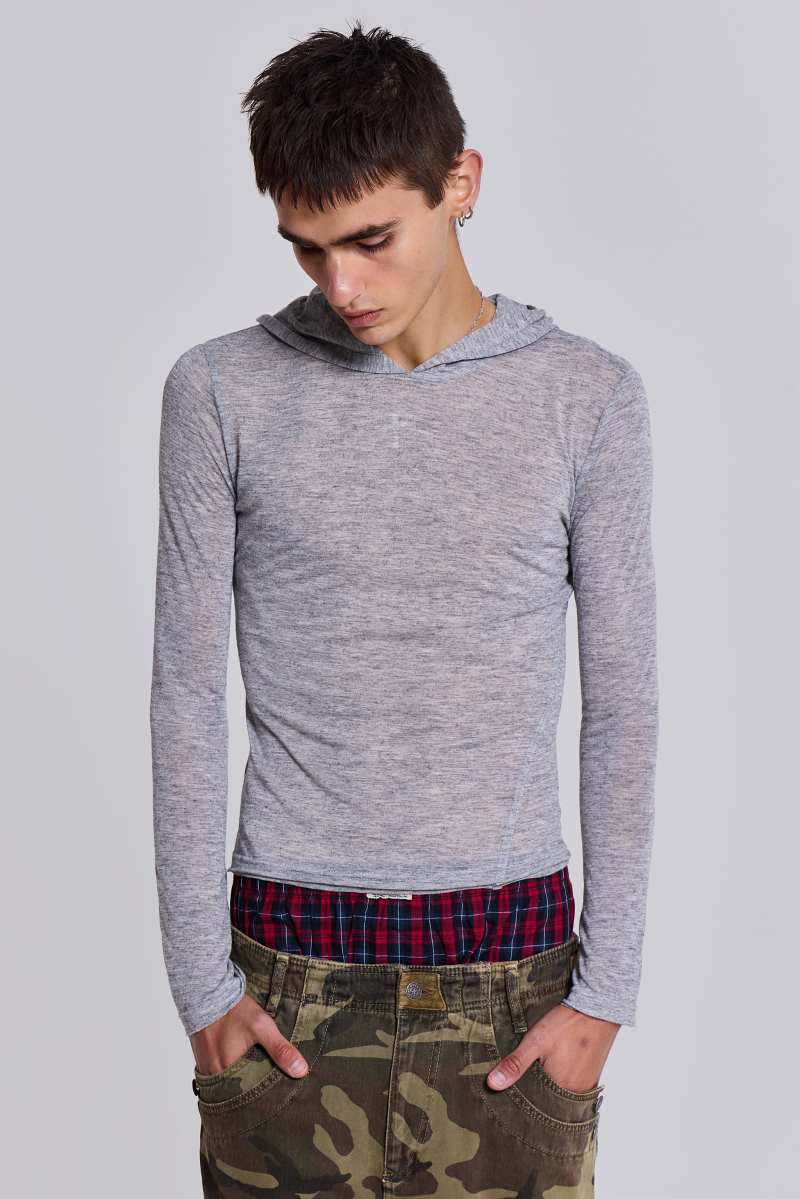 Jaded London Grey Marl Mist Hoodie Grey