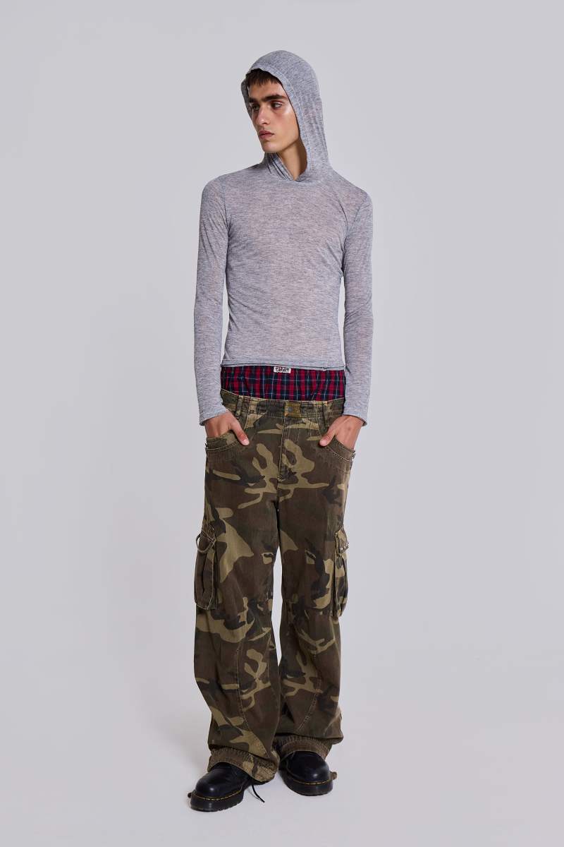 jaded london Grey Marl Mist Hoodie Grey