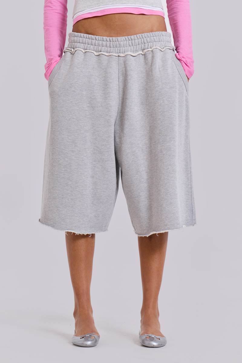 jaded london Grey Marl Monster Jogger Shorts Grey